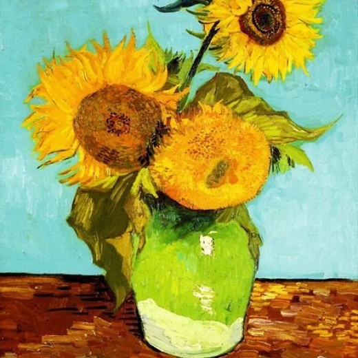 Three Sunflowers In A Vase